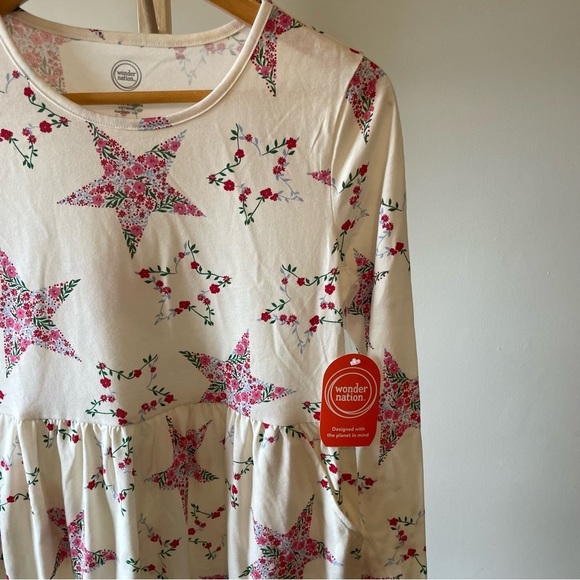 Wonder Nation Girls Long Sleeve Floral Star Dress XXL - Picture 5 of 9